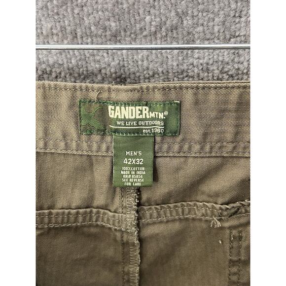 Gander Mountain Cargo Pants‎ Mens Size 42x32 Green Cotton Pockets Straight Leg - Picture 3 of 10